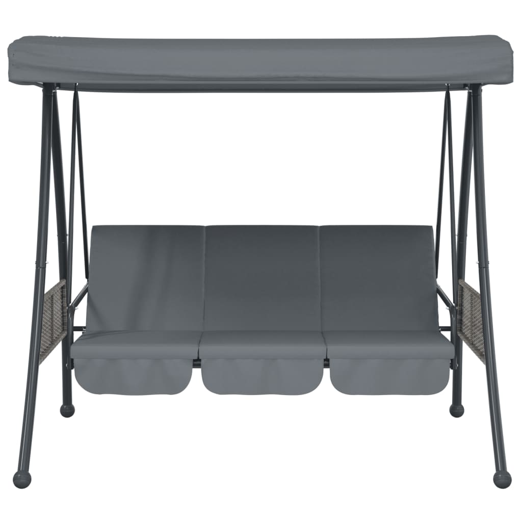 Garden Swing Bench with Adjustable Canopy Dark Grey Steel