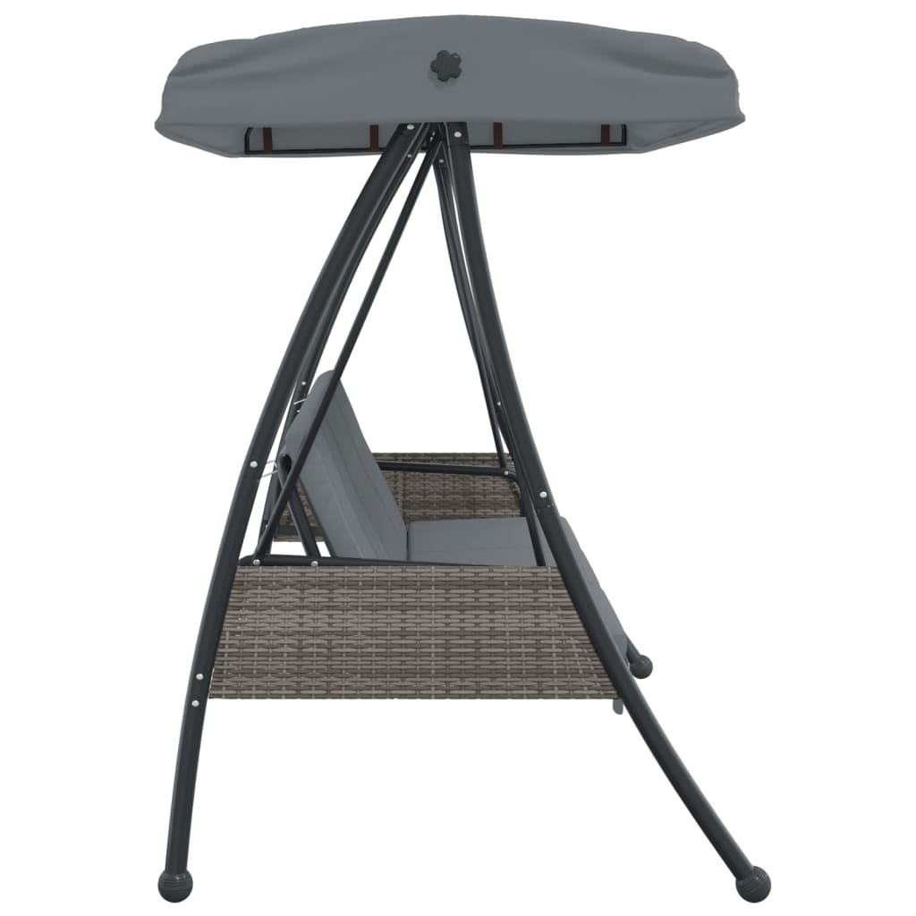 Garden Swing Bench with Adjustable Canopy Dark Grey Steel