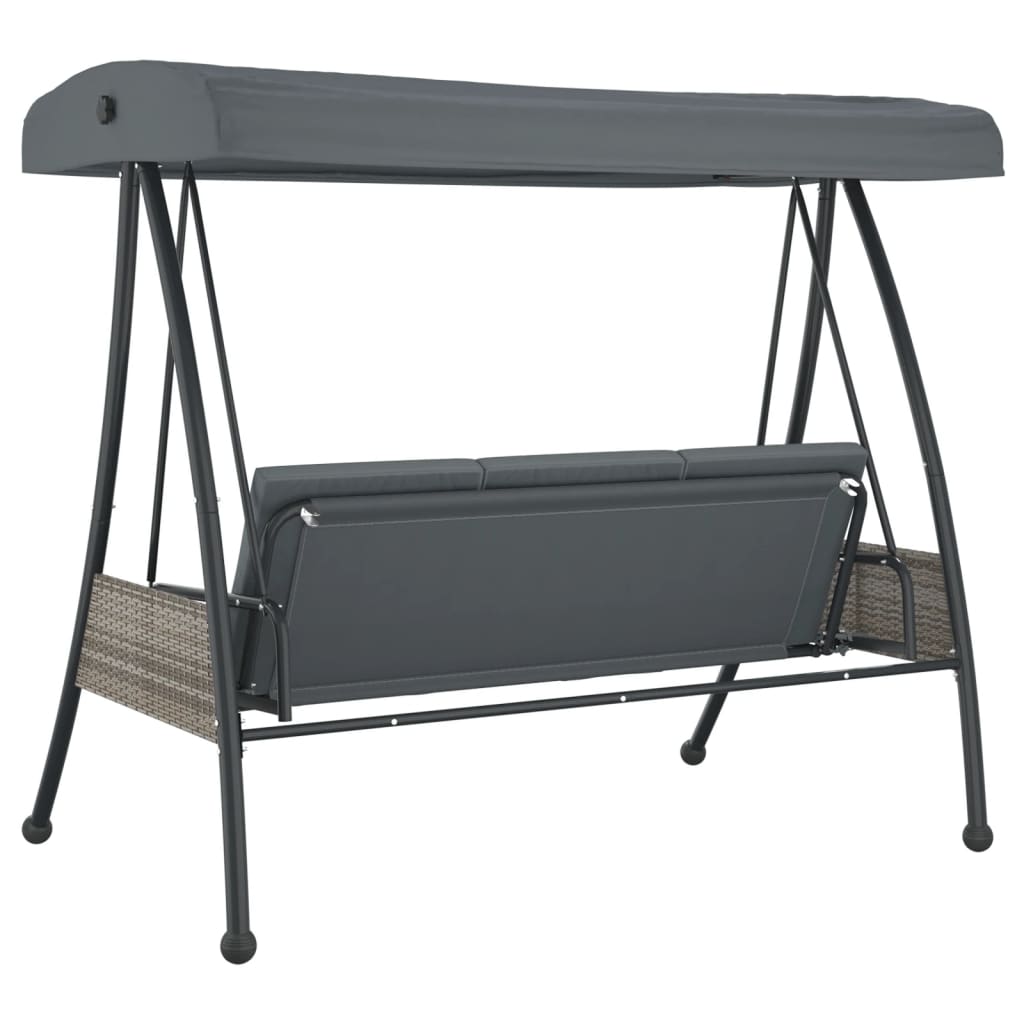 Garden Swing Bench with Adjustable Canopy Dark Grey Steel