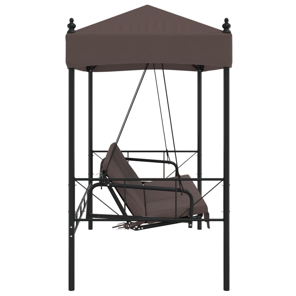 Garden Swing Bench with Canopy Coffee Brown Steel