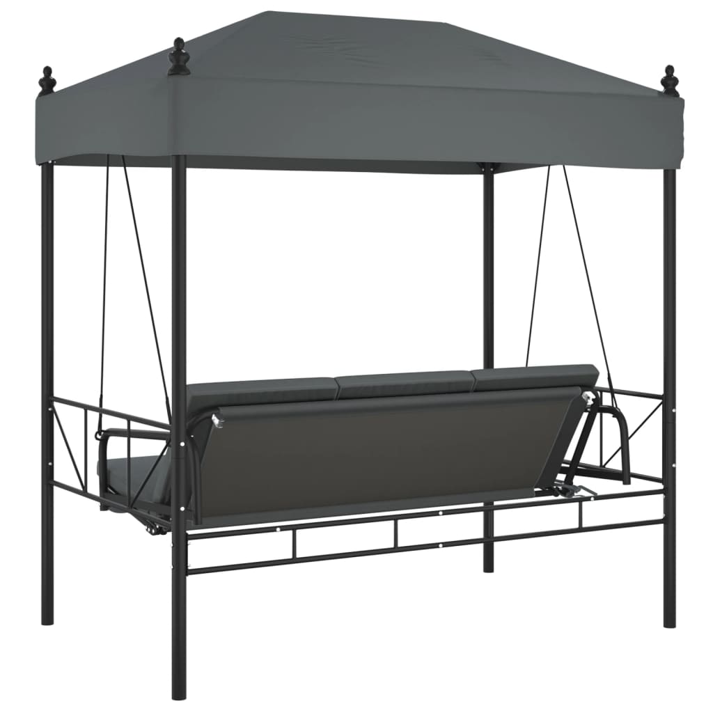 Garden Swing Bench with Canopy Dark Grey Steel