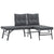 Garden Benches with Cushions 2 pcs Black Powder-coated Steel