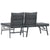 Garden Benches with Cushions 2 pcs Black Powder-coated Steel