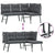 Garden Benches with Cushions 2 pcs Black Powder-coated Steel