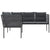 Garden Sofa with Cushions L-shaped Black Steel and Textilene