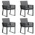 Garden Chairs with Cushions 4 pcs Black Poly Rattan