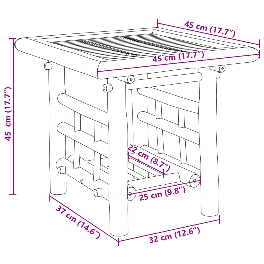 Side Table 45x45x45 cm Bamboo