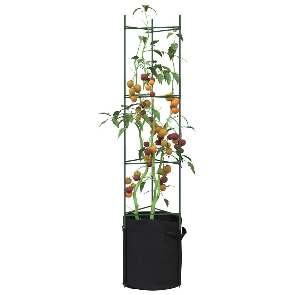 Tomato Cages with Plant Bags 4 pcs 154 cm Steel and PP