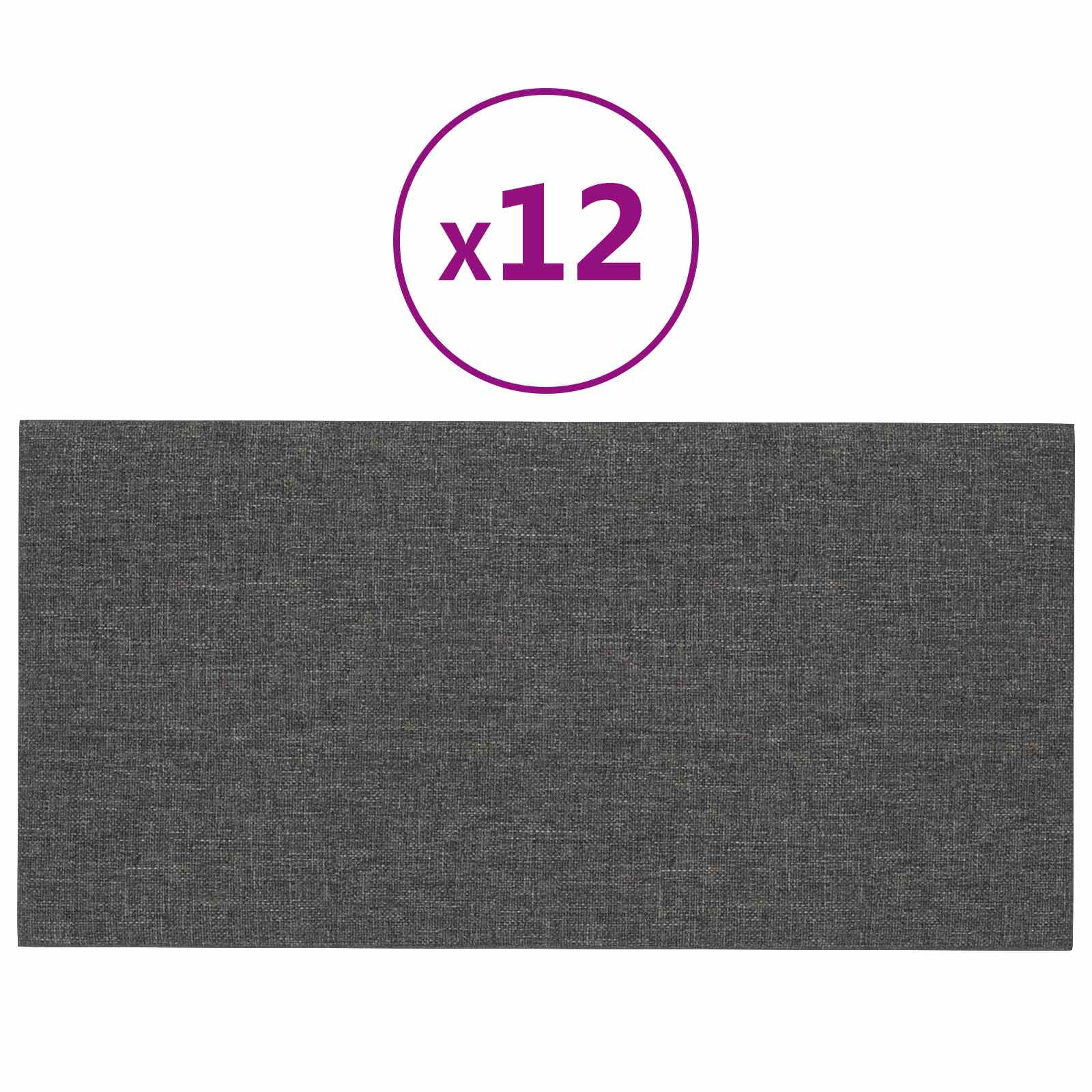 Wall Headboard 12 pcs Dark Grey 30 x 15 cm Fabric