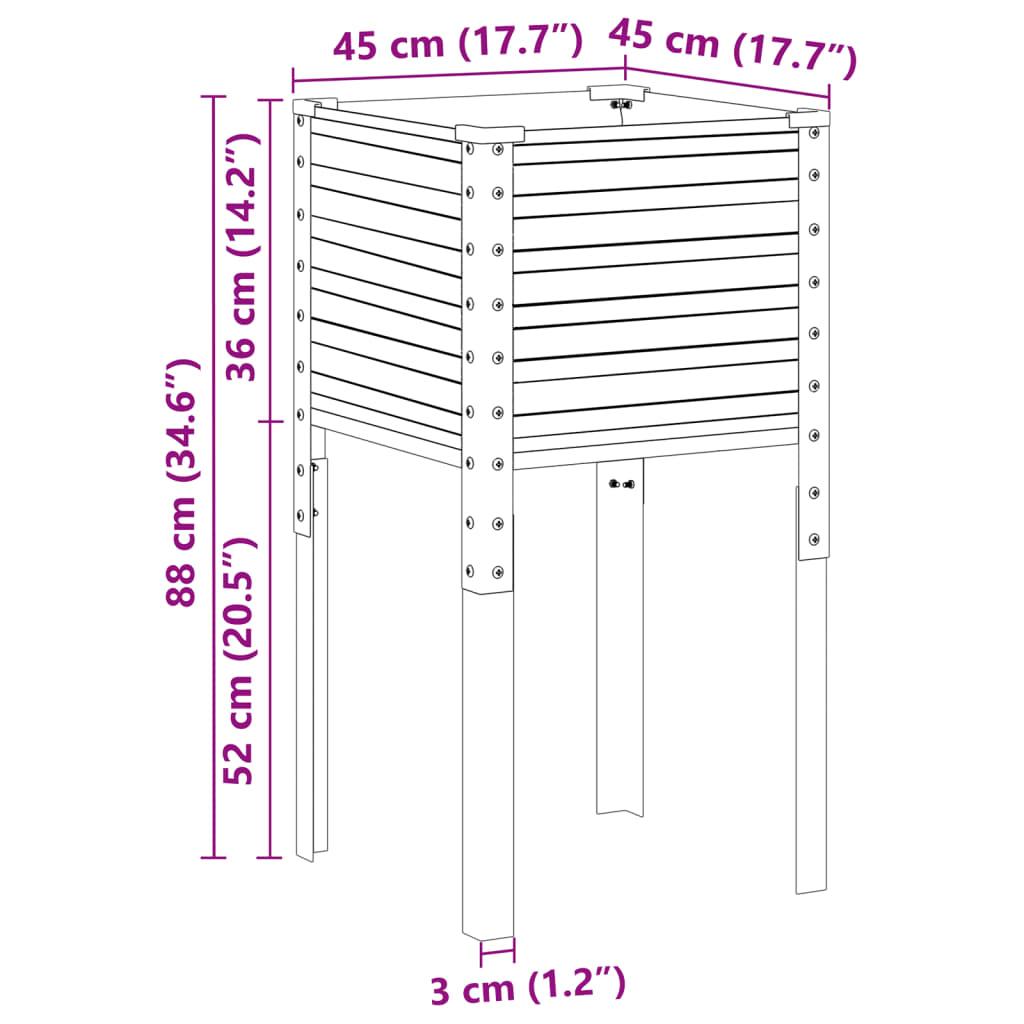 Garden Planter Grey 45x45x88 cm Steel