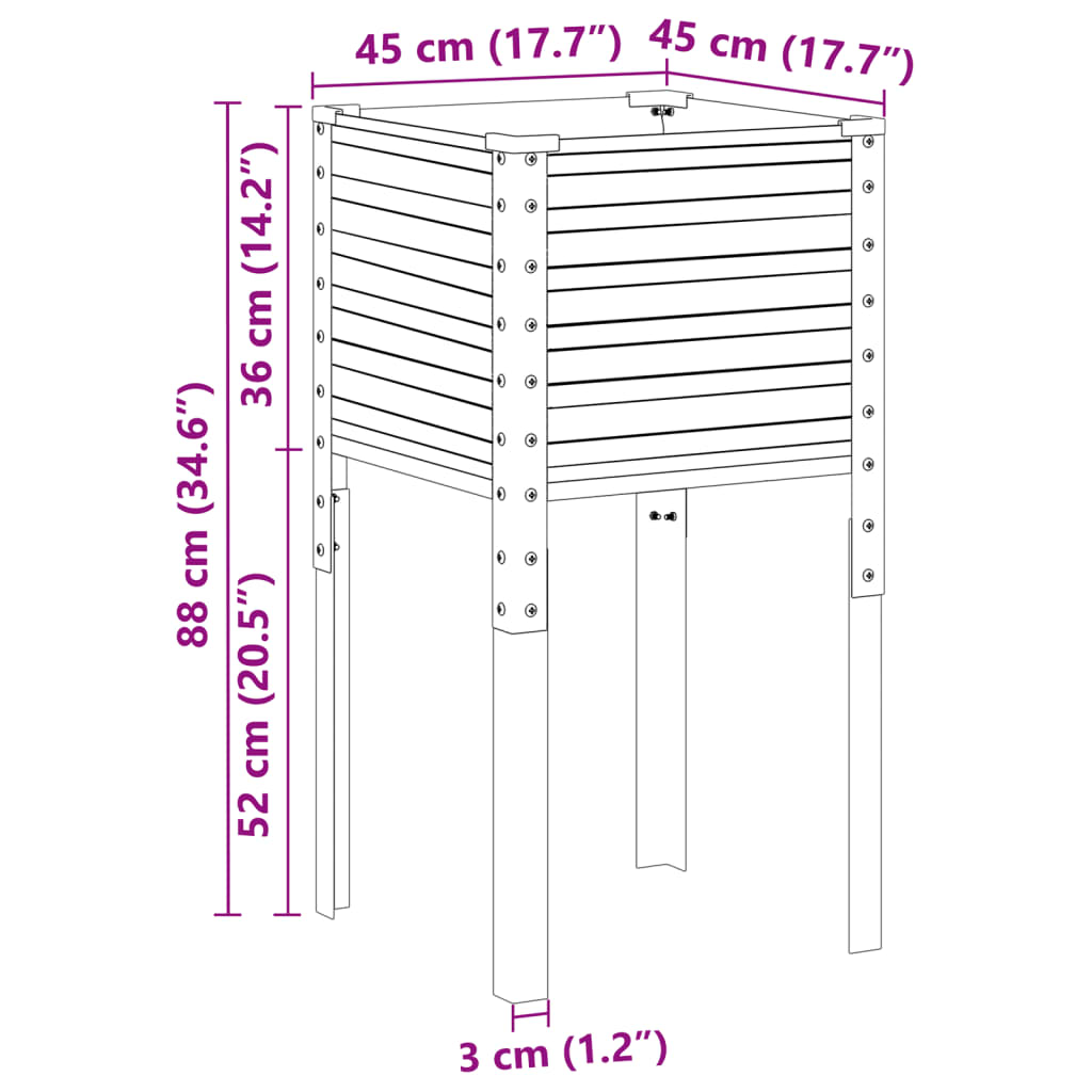 Garden Planter 45x45x88 cm Galvanised Steel