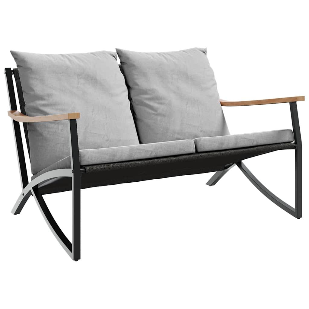 Garden Bench with Cushions 120 cm Black Steel