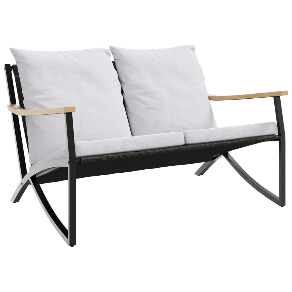 Garden Bench with Cushions 120 cm Black Steel