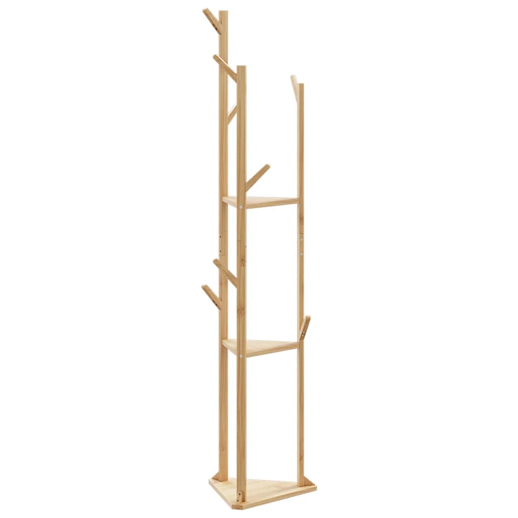 Coat Stand with Hooks and Shelves 39x33x166 cm Bamboo