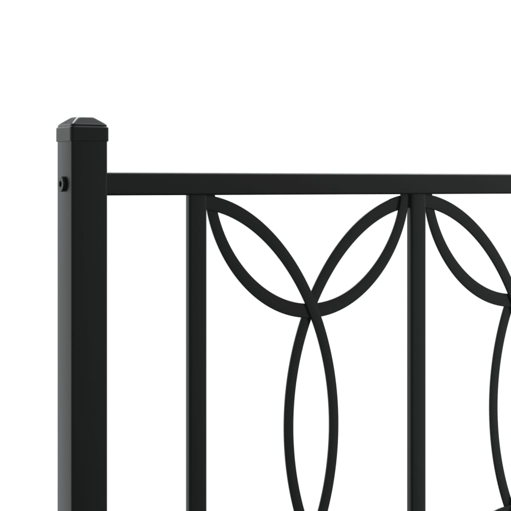 Metal Bed Frame without Mattress with Headboard Black 107x203 cm King Single