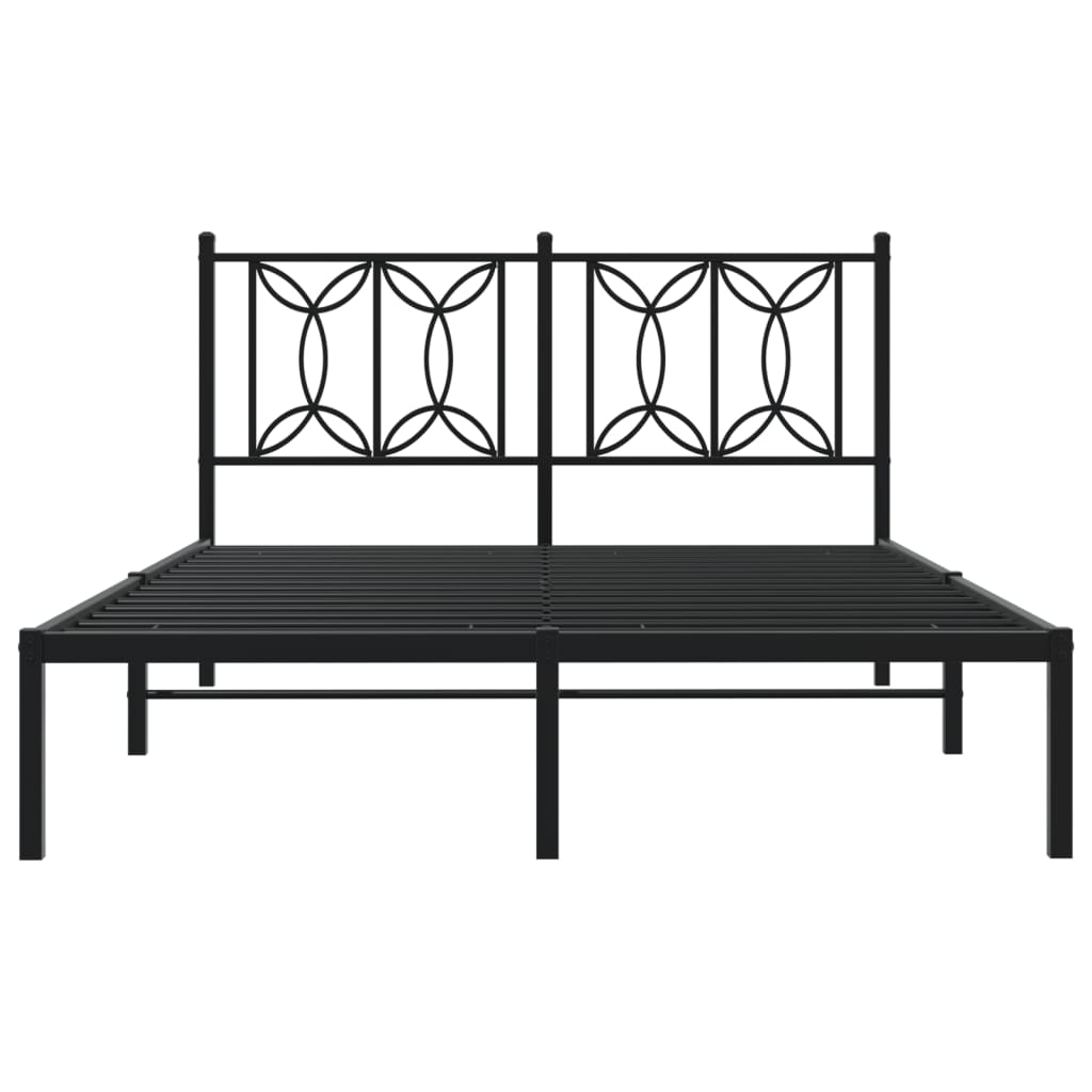 Metal Bed Frame without Mattress with Headboard Black 135x190 cm