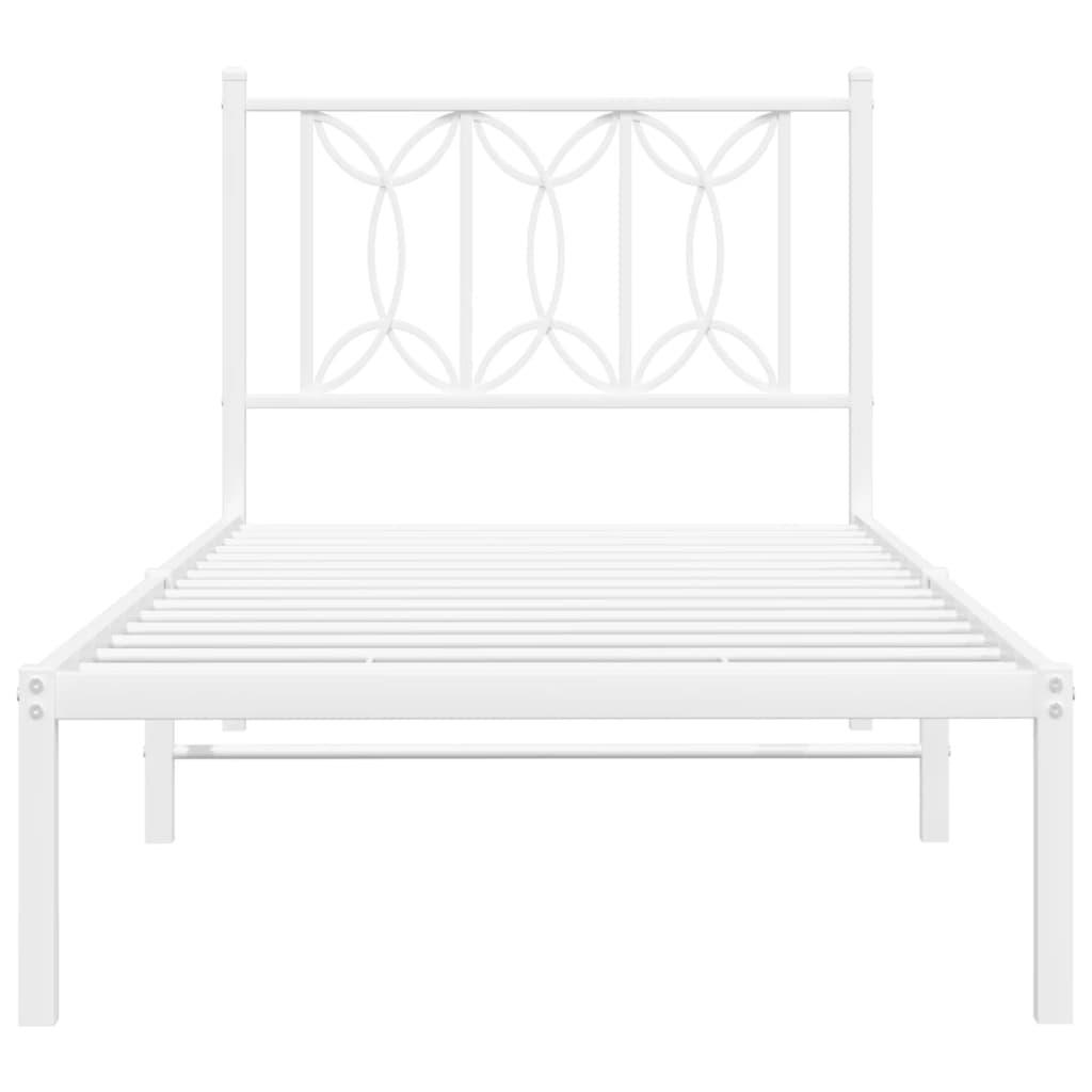 Metal Bed Frame without Mattress with Headboard White 90x190 cm