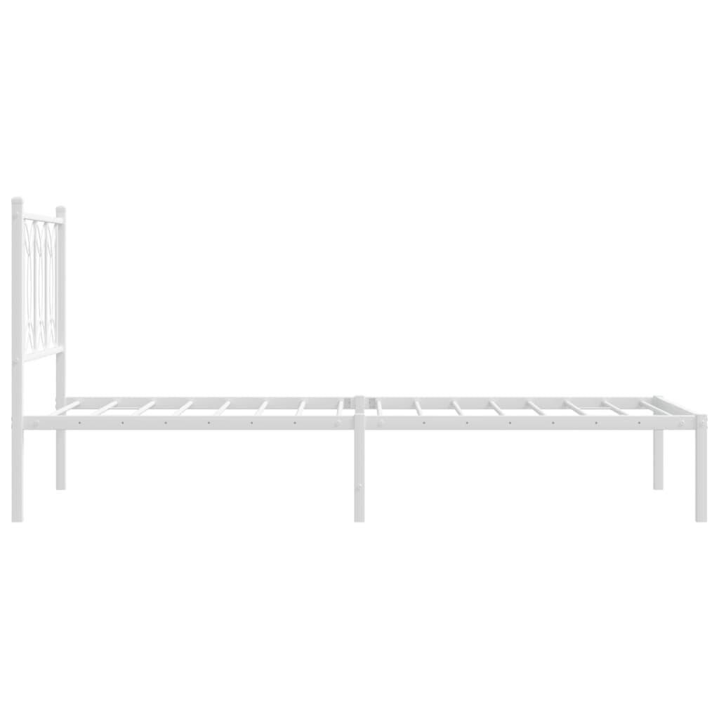 Metal Bed Frame without Mattress with Headboard White 90x190 cm