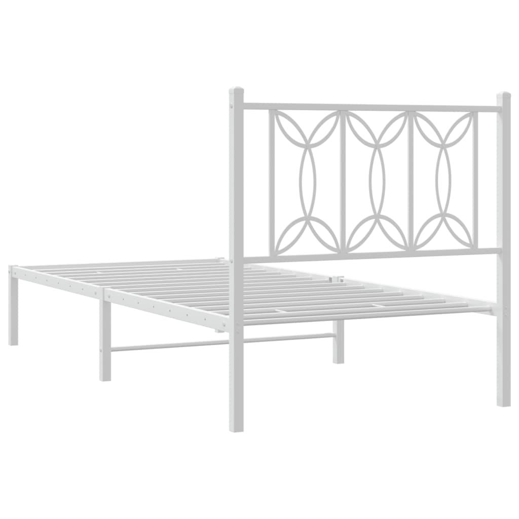 Metal Bed Frame without Mattress with Headboard White 90x190 cm