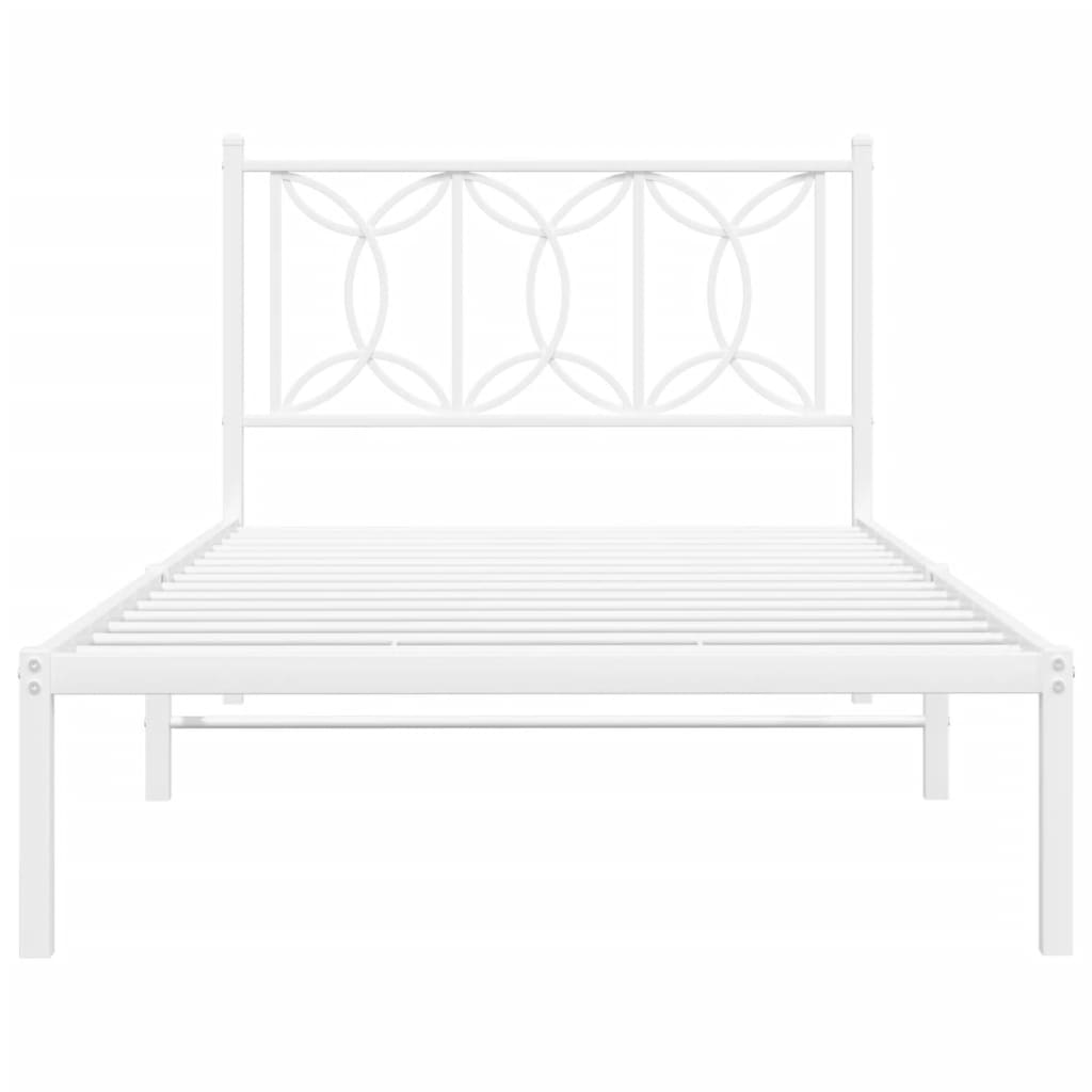 Metal Bed Frame without Mattress with Headboard White 107x203 cm King Single