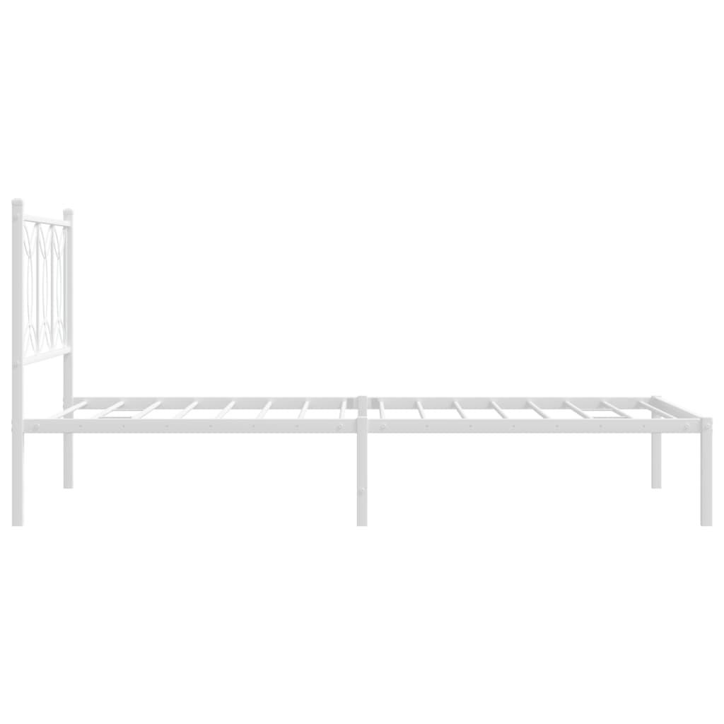 Metal Bed Frame without Mattress with Headboard White 107x203 cm King Single