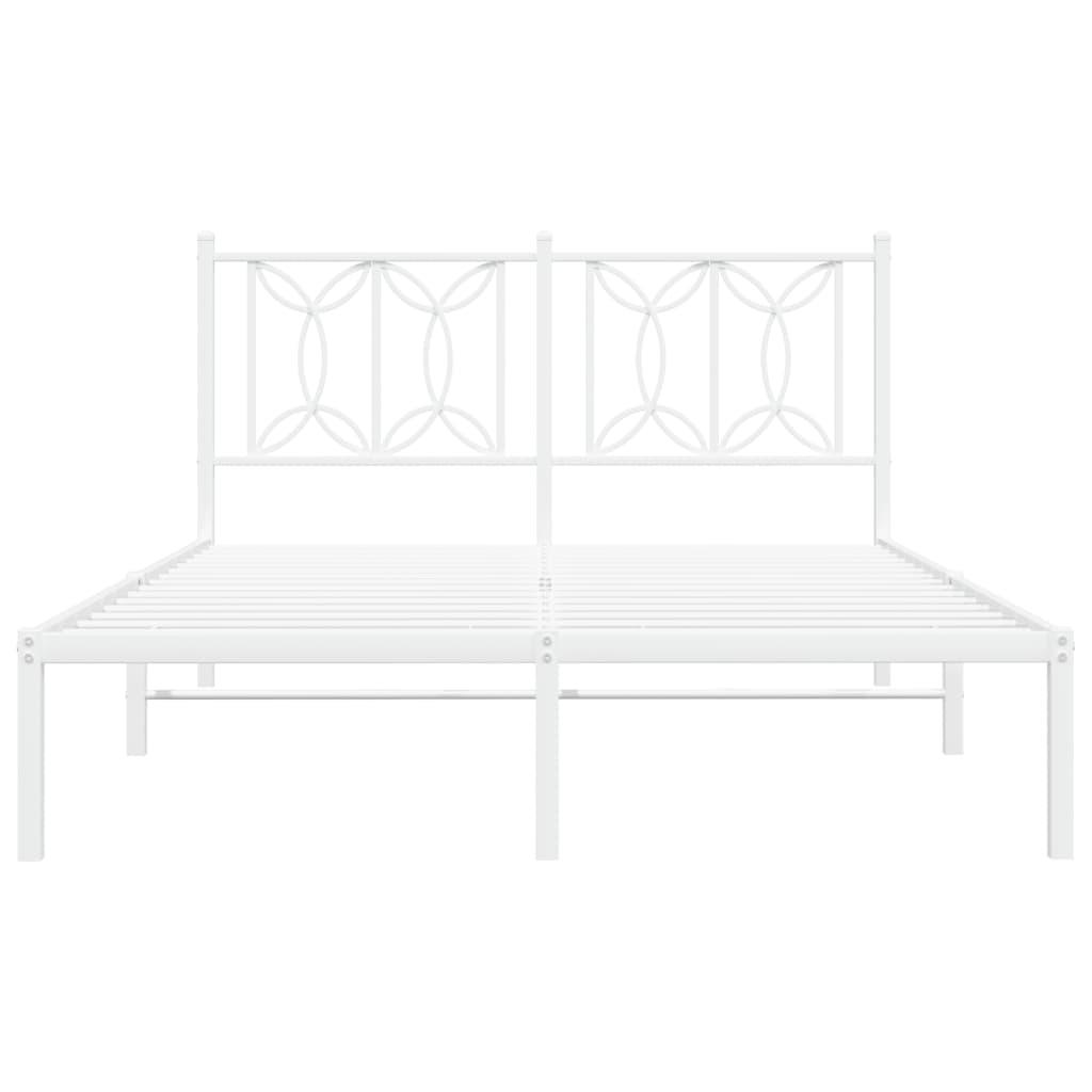Metal Bed Frame without Mattress with Headboard White 135x190 cm