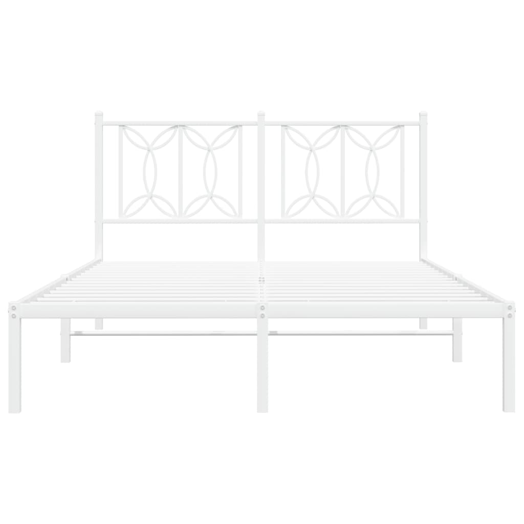 Metal Bed Frame without Mattress with Headboard White 135x190 cm