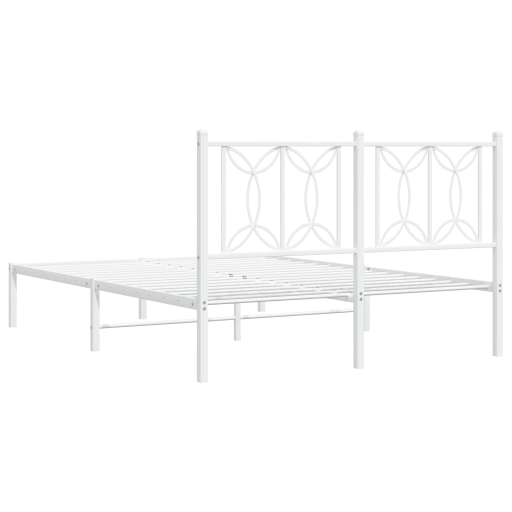 Metal Bed Frame without Mattress with Headboard White 135x190 cm