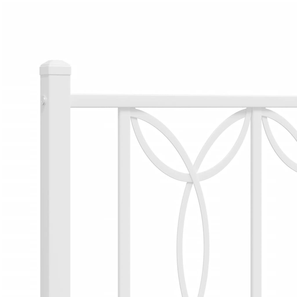 Metal Bed Frame without Mattress with Headboard White 135x190 cm