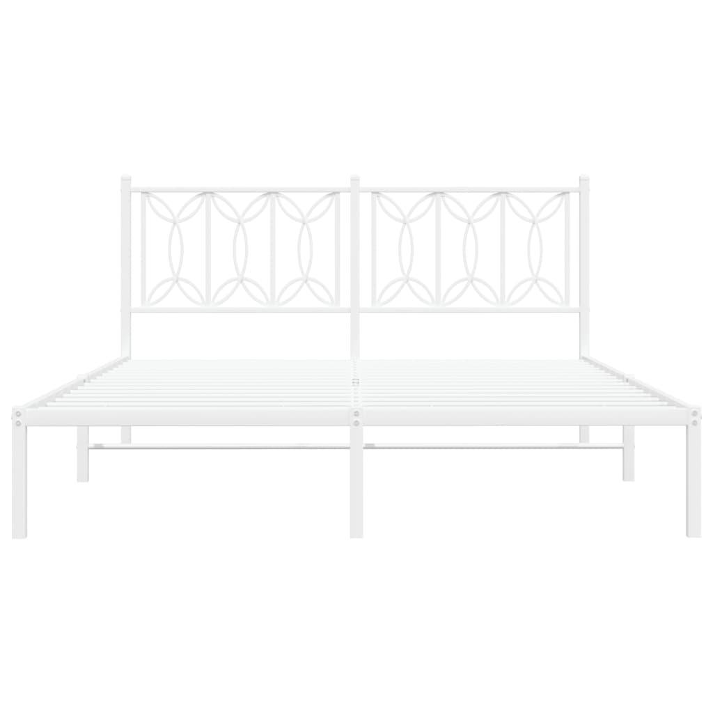 Metal Bed Frame without Mattress with Headboard White 150x200 cm