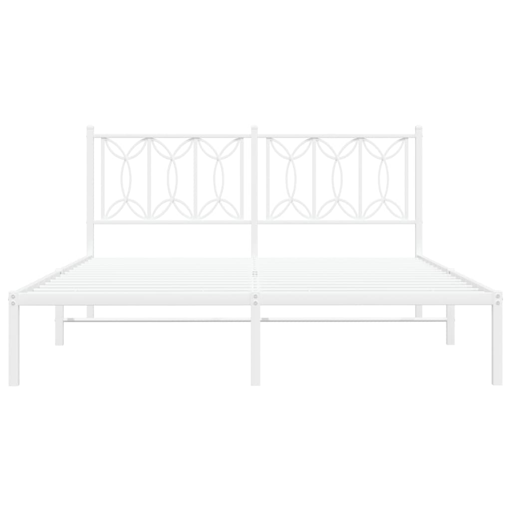 Metal Bed Frame without Mattress with Headboard White 150x200 cm