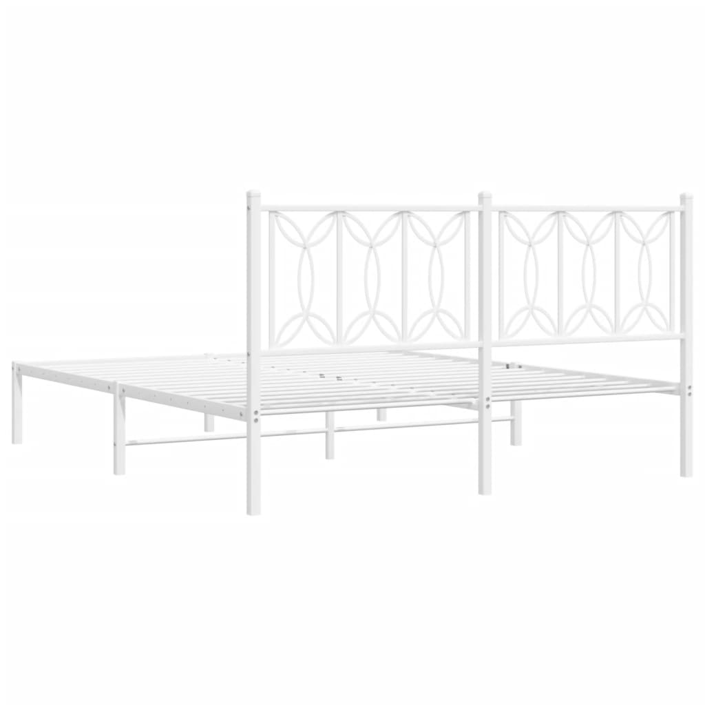 Metal Bed Frame without Mattress with Headboard White 150x200 cm