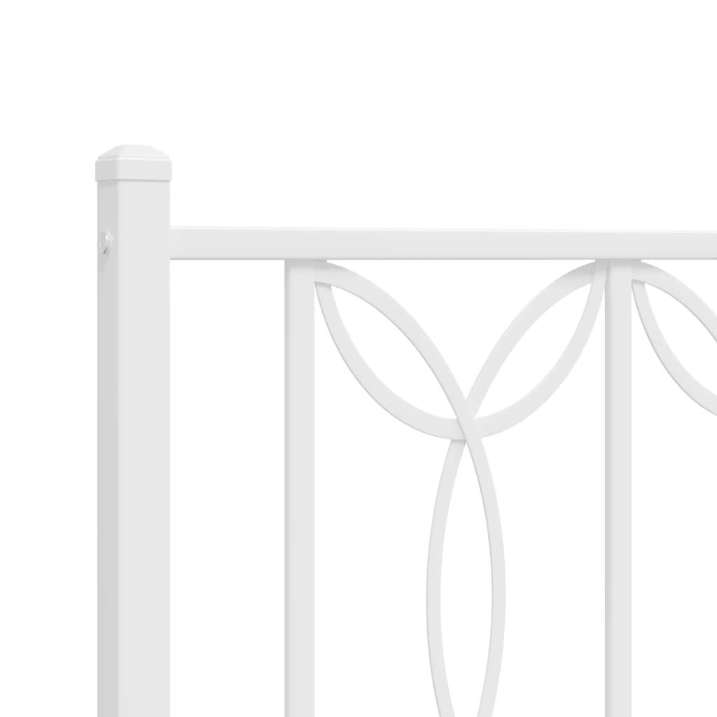 Metal Bed Frame without Mattress with Headboard White 150x200 cm