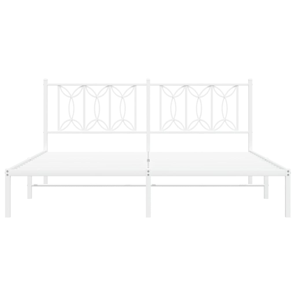 Metal Bed Frame without Mattress with Headboard White 183x203 cm King