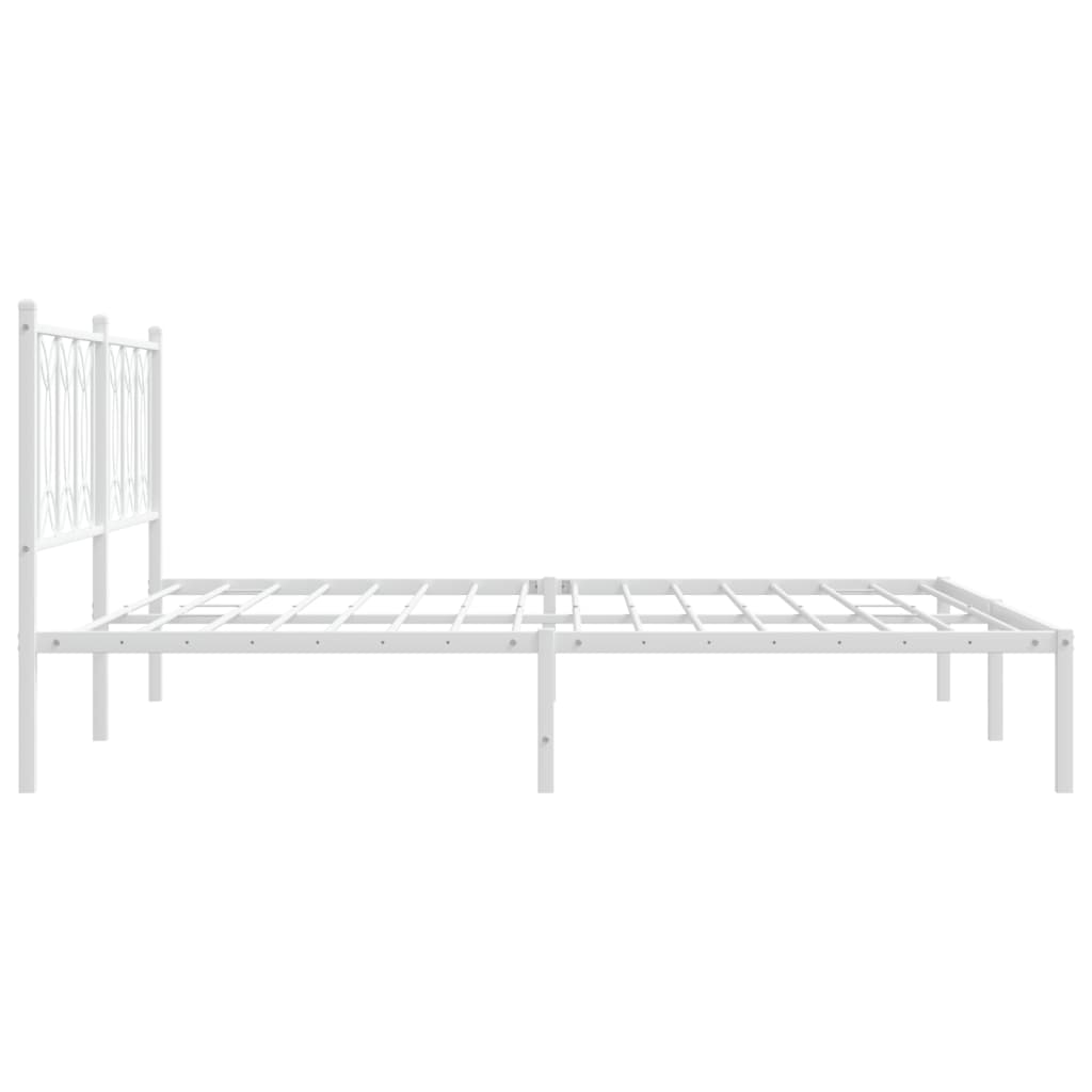 Metal Bed Frame without Mattress with Headboard White 183x203 cm King