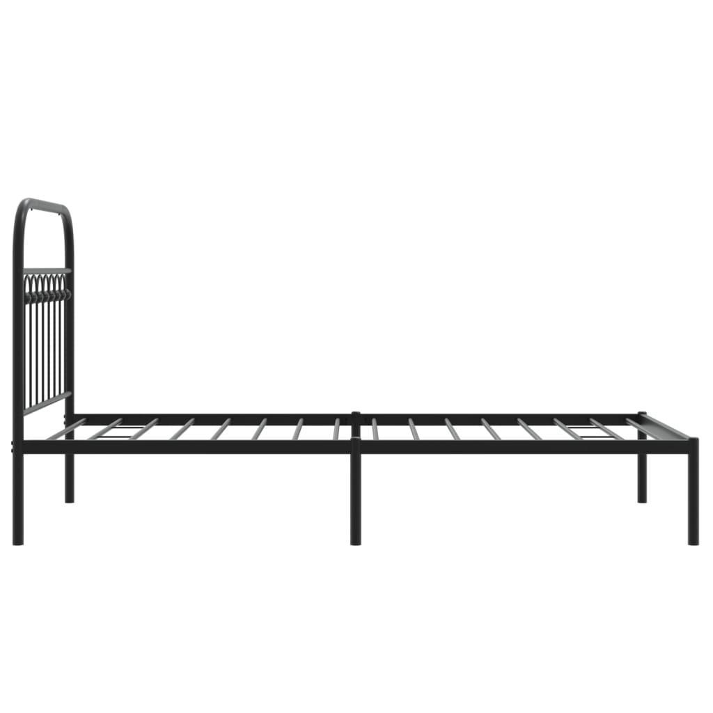 Metal Bed Frame without Mattress with Headboard Black 90x190 cm