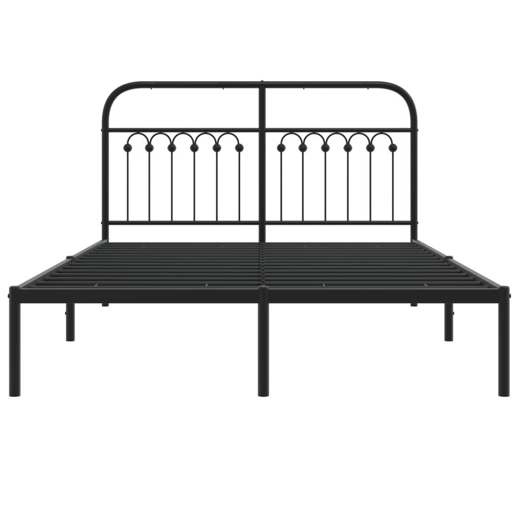 Metal Bed Frame without Mattress with Headboard Black 135x190 cm