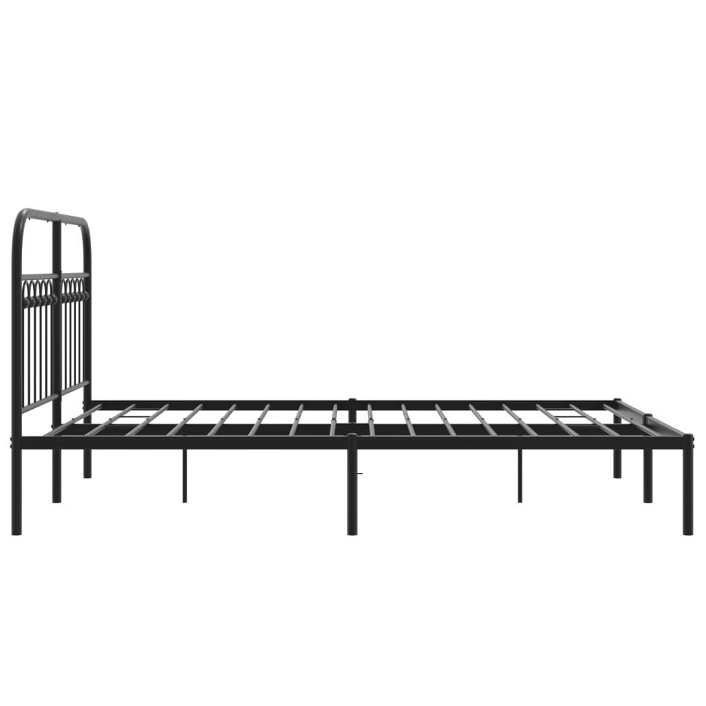 Metal Bed Frame without Mattress with Headboard Black 135x190 cm