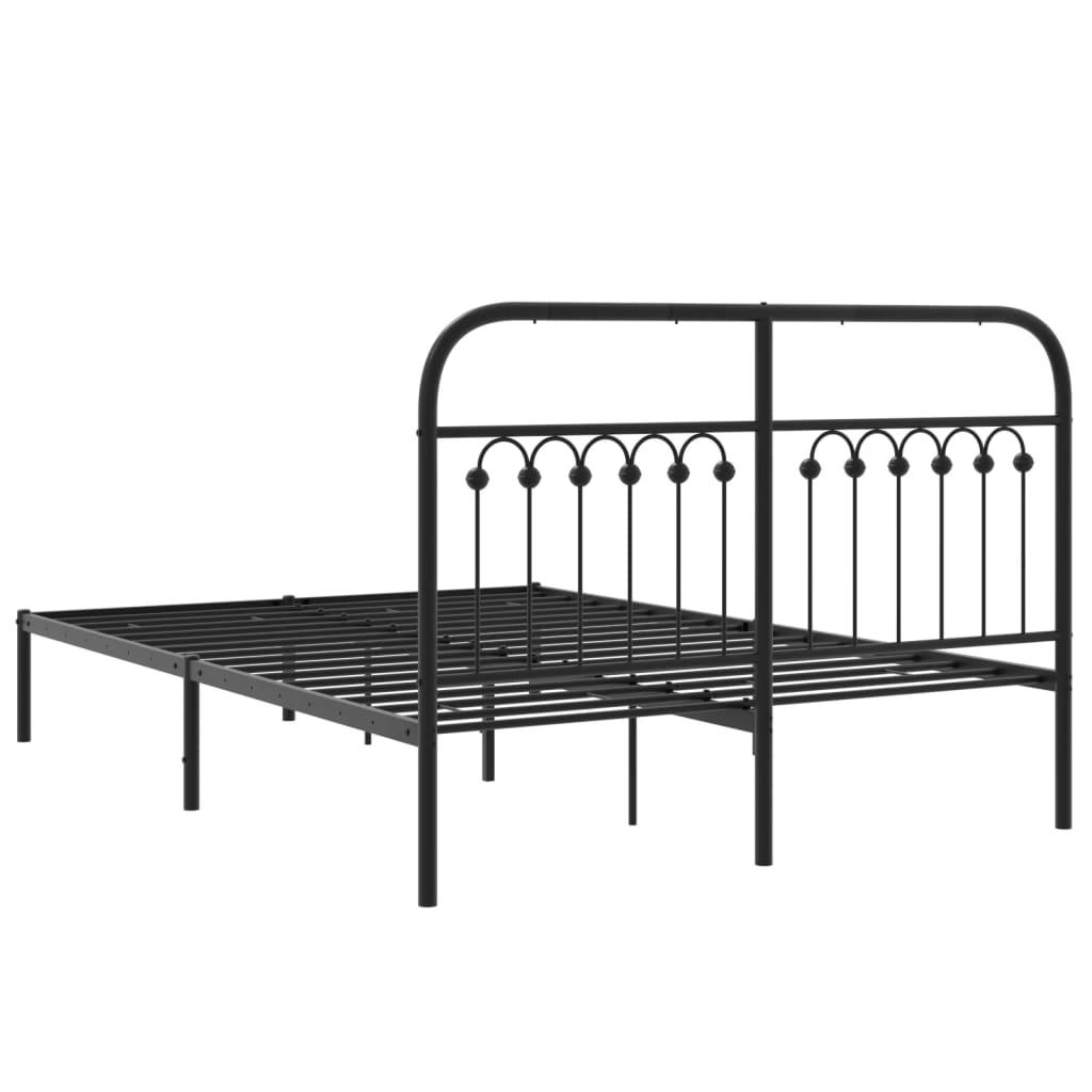 Metal Bed Frame without Mattress with Headboard Black 135x190 cm