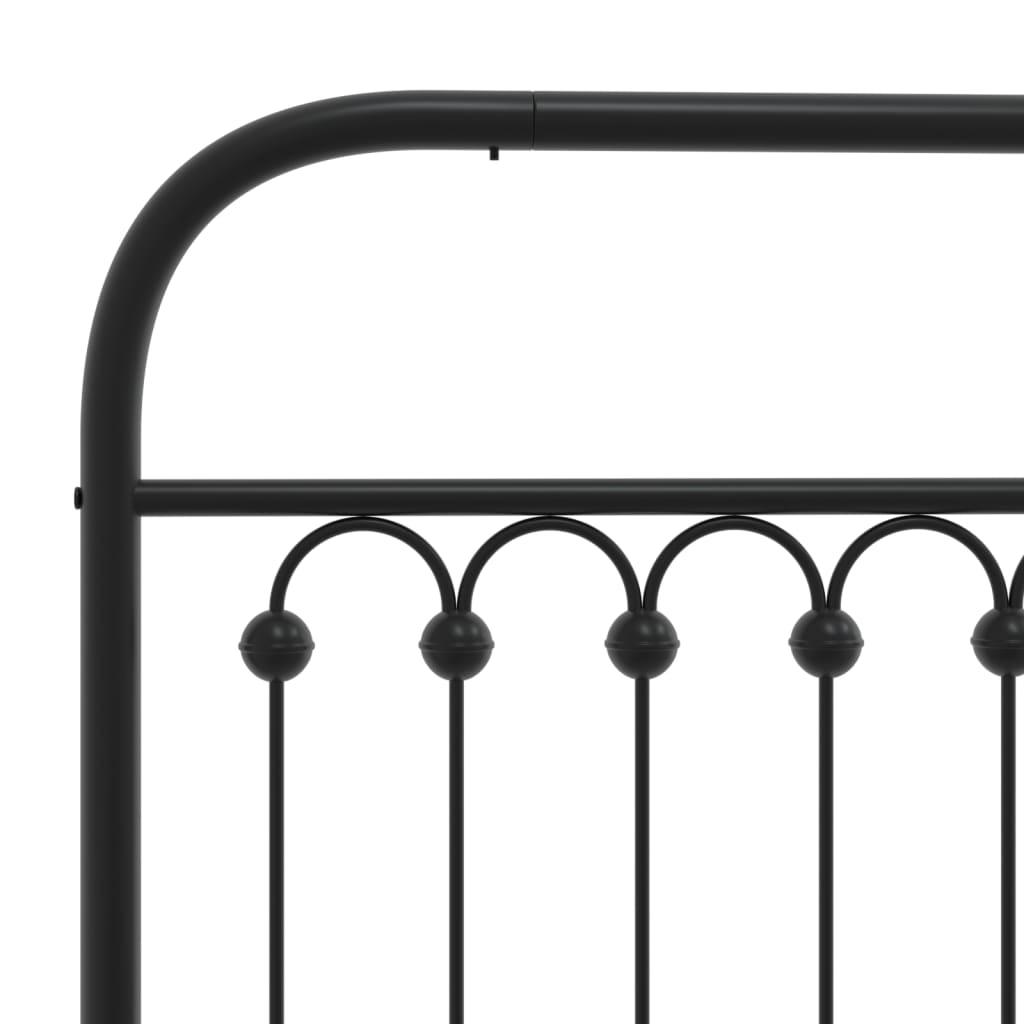 Metal Bed Frame without Mattress with Headboard Black 135x190 cm