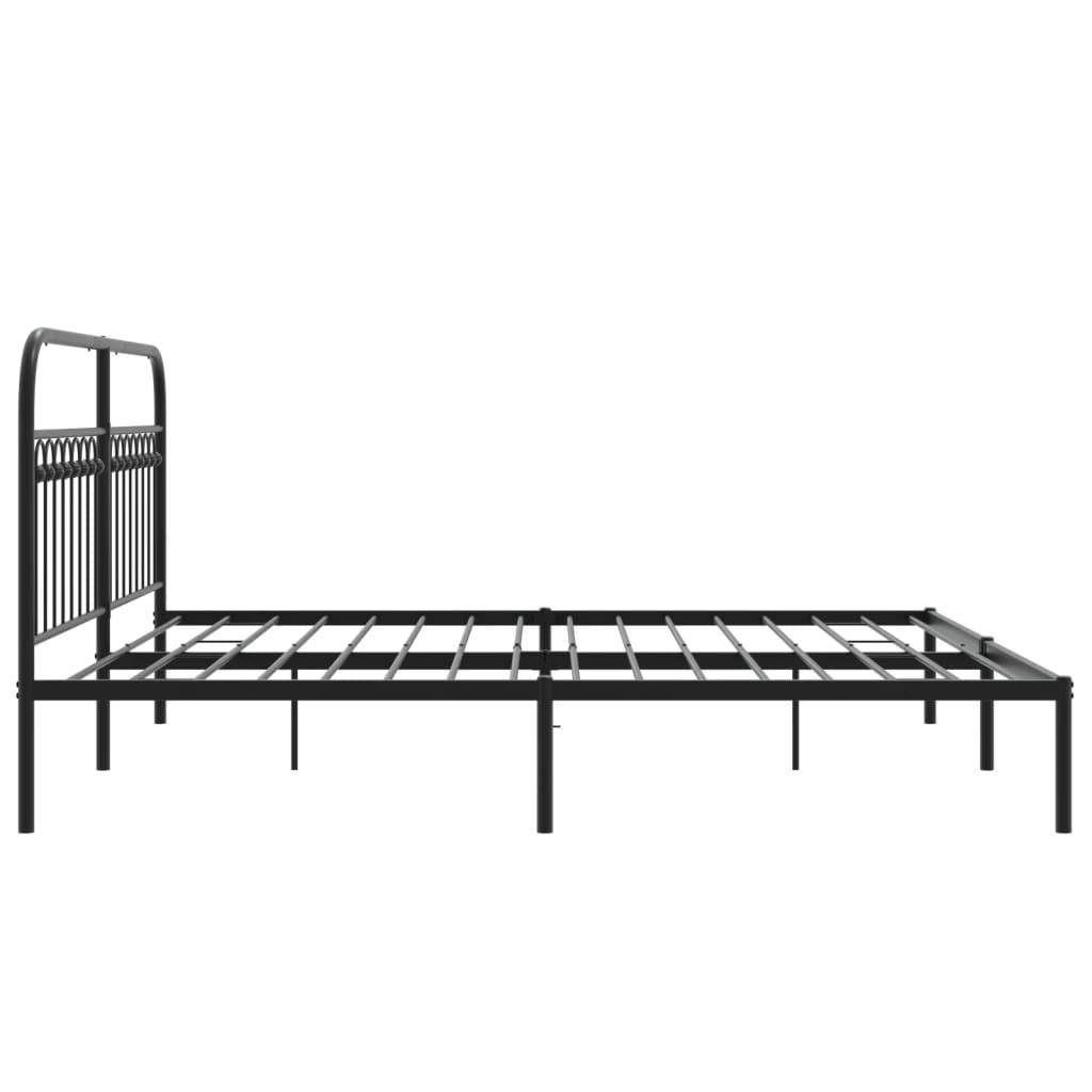 Metal Bed Frame without Mattress with Headboard Black 183x203 cm King