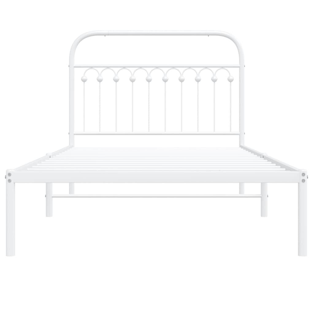 Metal Bed Frame without Mattress with Headboard White 107x203 cm King Single