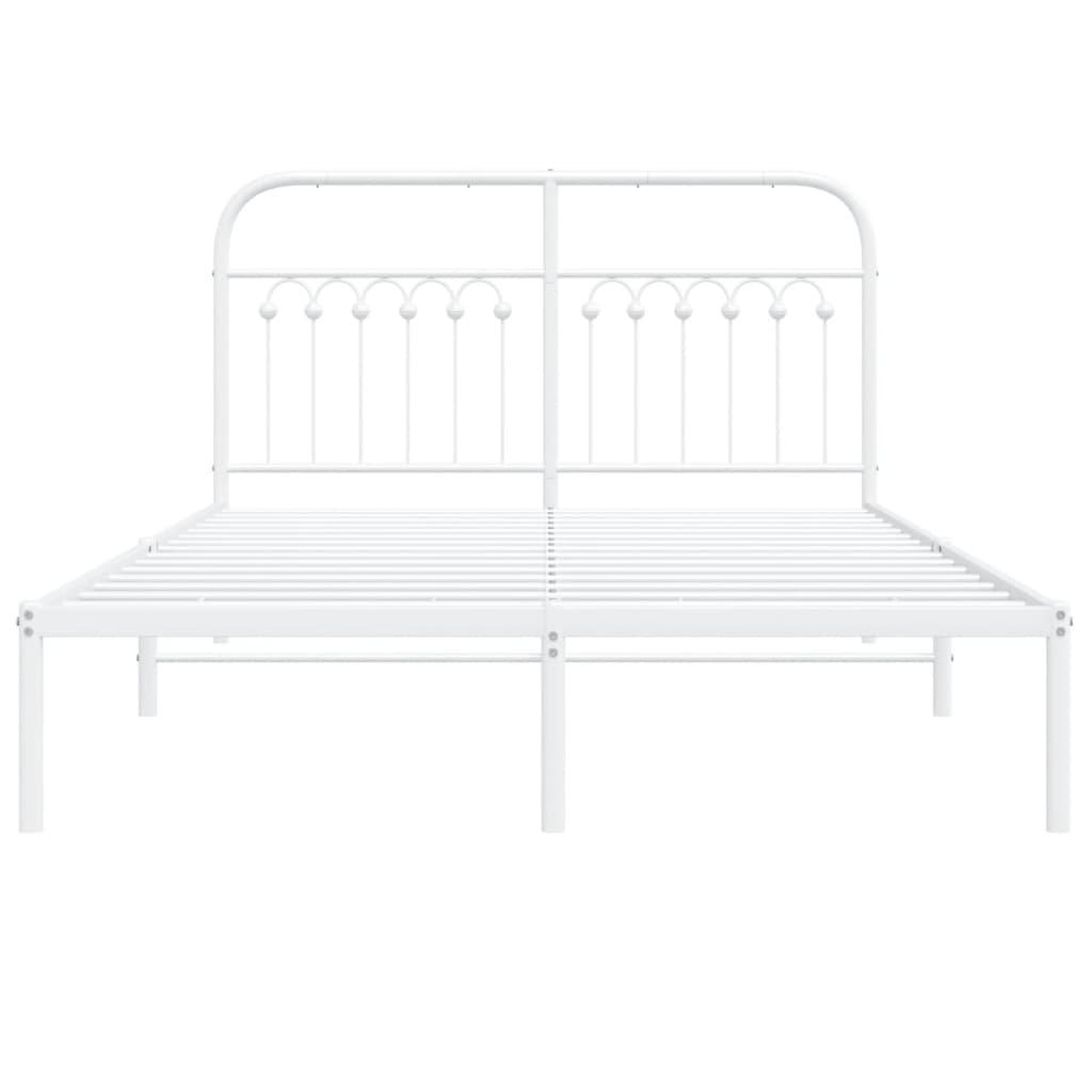 Metal Bed Frame without Mattress with Headboard White 135x190 cm