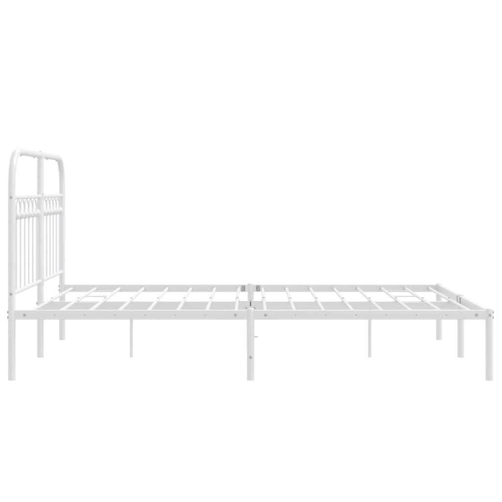 Metal Bed Frame without Mattress with Headboard White 135x190 cm