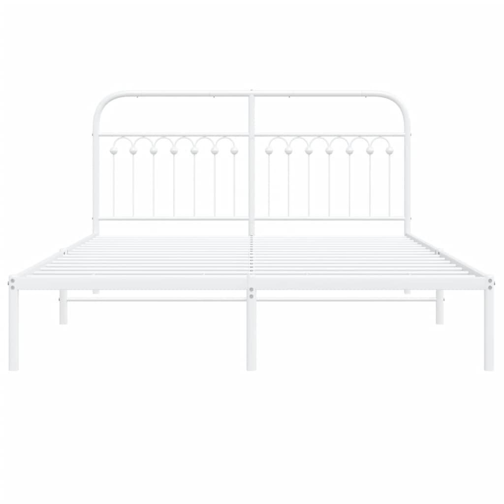 Metal Bed Frame without Mattress with Headboard White 150x200 cm