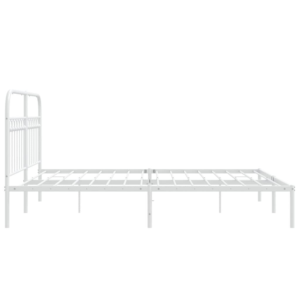 Metal Bed Frame without Mattress with Headboard White 150x200 cm