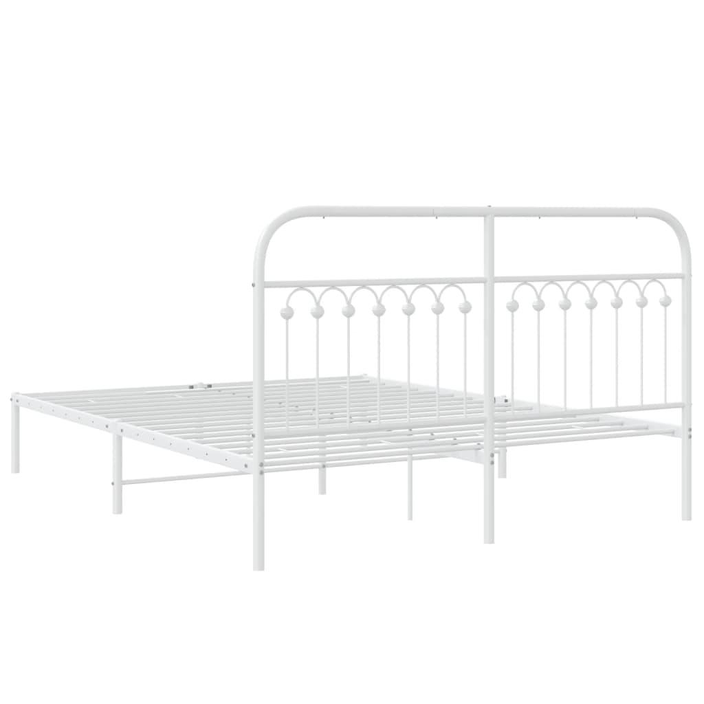 Metal Bed Frame without Mattress with Headboard White 150x200 cm