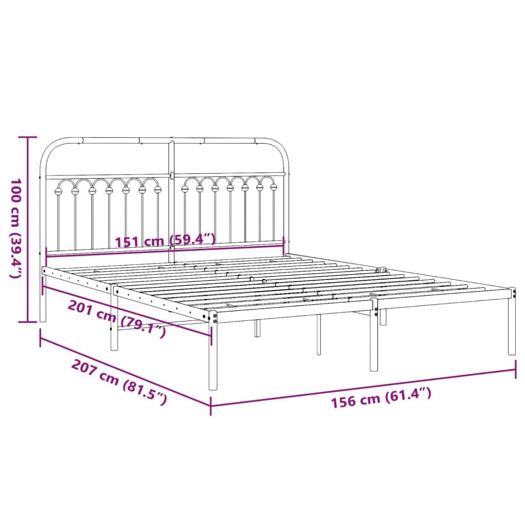 Metal Bed Frame without Mattress with Headboard White 150x200 cm