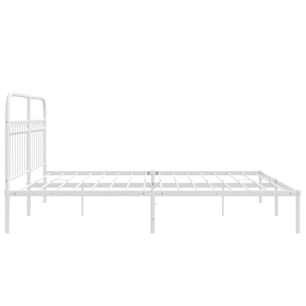 Metal Bed Frame without Mattress with Headboard White 183x203 cm King