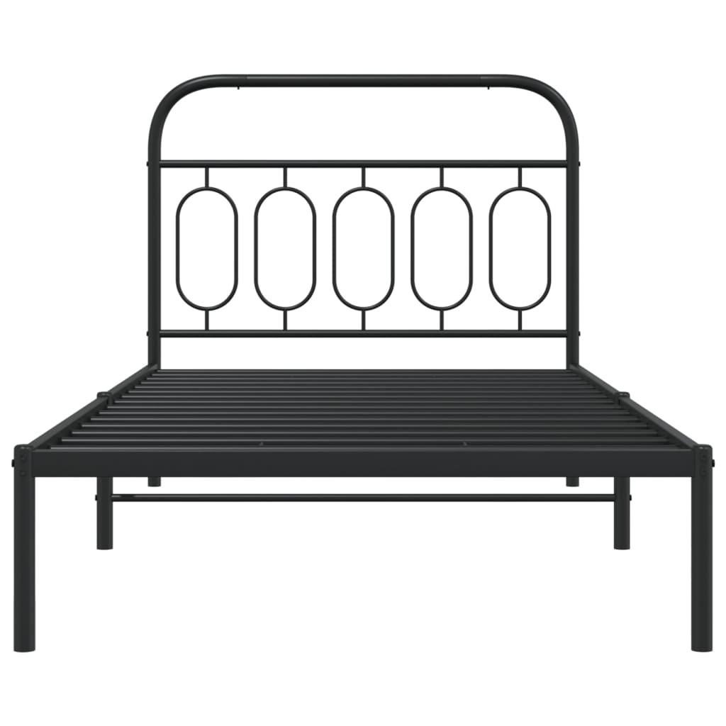 Metal Bed Frame without Mattress with Headboard Black 107x203 cm King Single